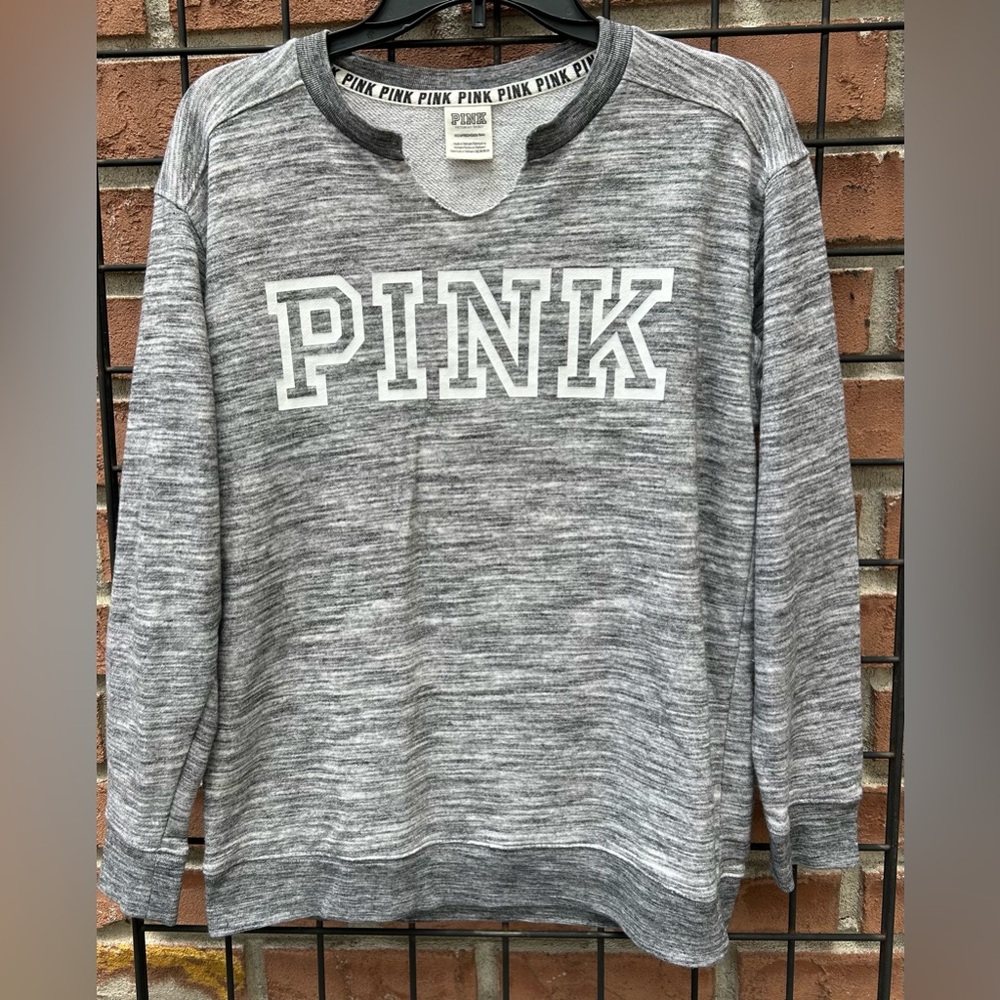PINK Victoria's Secret Heathered Gray Crew Neck Sweater